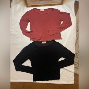 Tree Kisses size XS set of two black and pink shirts